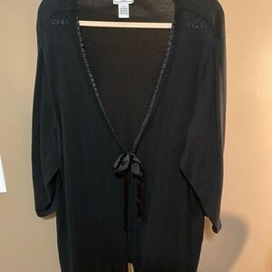 Black Women's Cardigan with Ribbon Closure